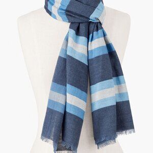 Talbots Blue Vineyard Stripes Oblong Cotton Scarf